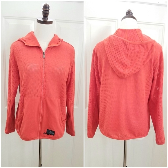 Vintage Harley Davidson Orange Mesh Hooded Jacket, size Small - Picture 1 of 8